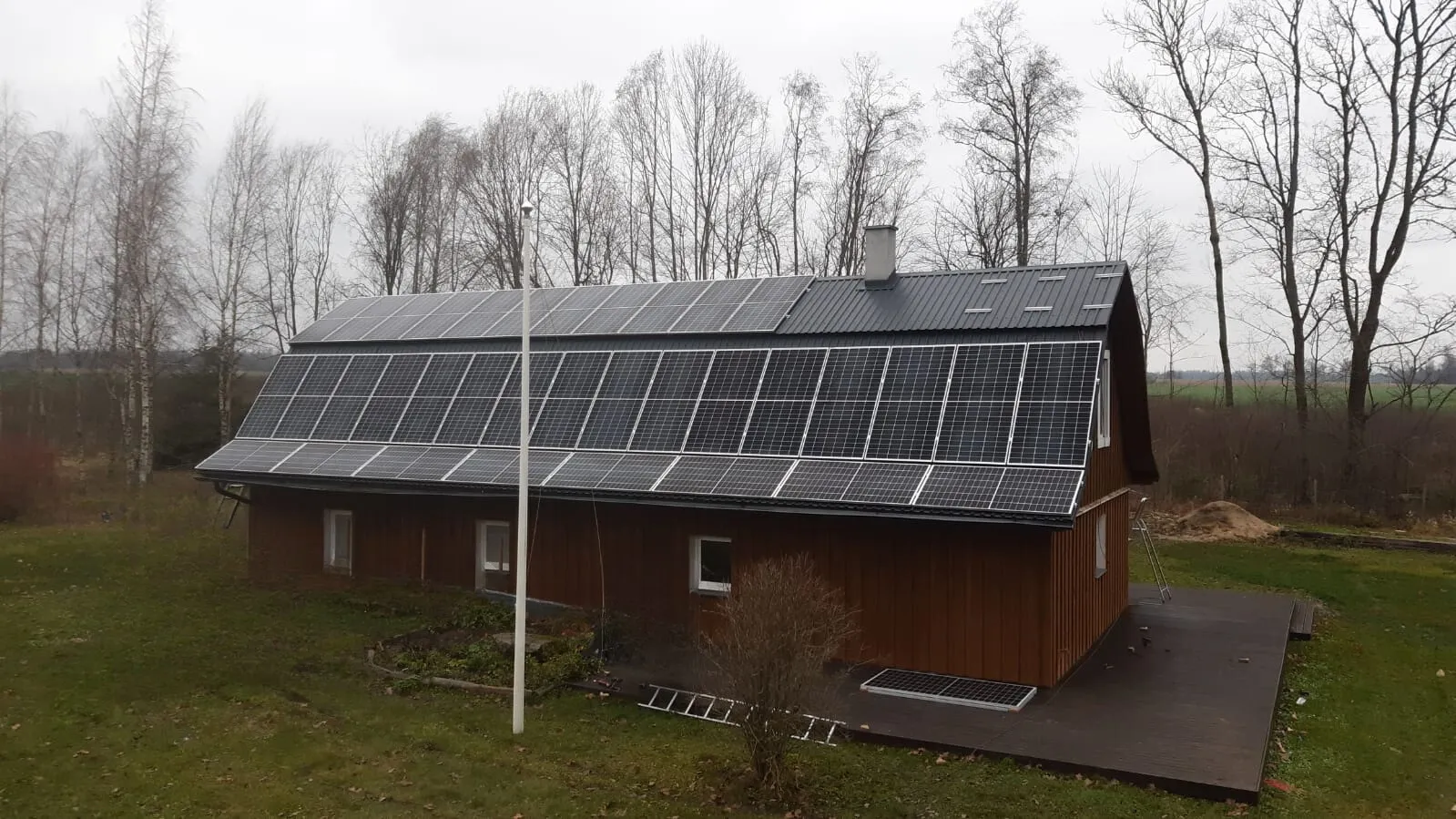 Solar panels on a trapezoidal roof